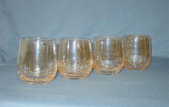 4 PIER 1 AMBER CRACKLE GOLDEN LUSTER OLD FASHIONED Glasses 4″