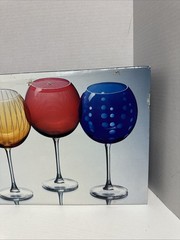Mikasa France Large Balloon Goblet 9″ Wine Glass Water 4 Stem Set Cheers Mix HTF