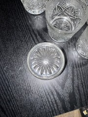 Set of 6 Clear Cut Glass 10.5 oz Whiskey Glasses, Round Glossy Finish