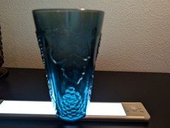VINTAGE Indiana Glass Harvest Blue CARNIVAL Tumbler Embossed Grapes w/Leaves