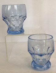 (2) Vintage Cambridge Georgian Lt Blue 9 Oz Flat Tumblers Glass Tumblers 4” Tall