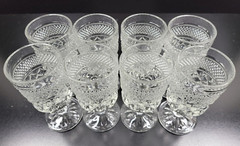 8 Anchor Hocking Wexford Claret Wine Glasses Set Vintage Cut Etched Bar Ware Lot