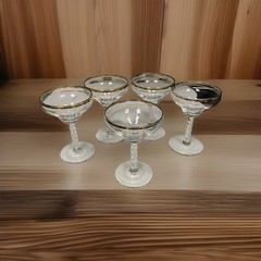Vintage Gold Rimmed Champagne Glass Coupe/Sherbet Cocktail Glasses – Set Of 5