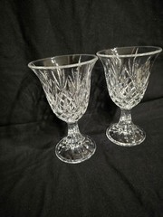 Vintage Godinger Lexington Lead Crystal Open Hurricane Vases/Water Goblets 7.25″