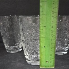 Princess House Fantasia Flat Tumblers #545, Set of 4, Vintage Poinsettia Pattern