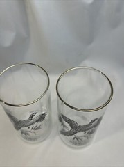 2 VTG MCM «SPORTSMAN» Federal Glass Game Birds 12oz Tumblers: Ring Neck Pheasant