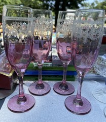 Pink Wine Glasses Champagne Pink and White Celebration Stemware Chic Vintage