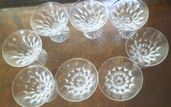 Set of 8 V-Shaped Crystal Champagne Sherbet Goblets Double Teardrop Cut on Bowl