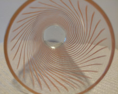 MCM Pink and clear swirl glass tumbler – Circa 1960s – 6.75″