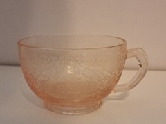 Vintage Hazel Atlas Pink Depression Glass Florentine Tea Cup 3.25″