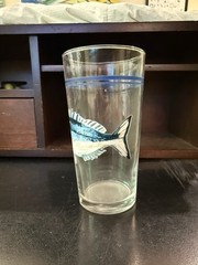 Vintage Fish Pint Glasses Set of 3 Blue Rim Fishing Nautical Coastal Barware