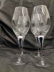 Celebrate Life’s Moments – Orrefors Intermezzo Blue Hand-Blown Wine Glasses 4 ea