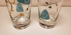 Federal Glass Set Of 2 Amoeba Boomerang Tumblers. 5-5/8″ High .