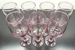 7 Libbey Premiere Pink Water Goblet Set Vintage Elegant Stemware Bar Glasses Lot