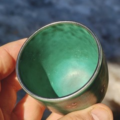 Gustavsberg Argenta pair of cups made in Sweden 1940s by Wilhelm Kåge