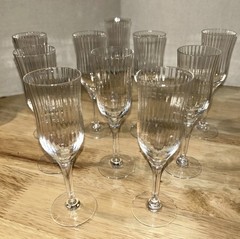 Lot (10) ORREFORS SWEDEN Cordial Blanche Ribbed Optic Crystal Mid Century Modern