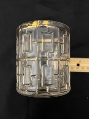 Lot Of 6 Imperial Glass 22K Gold Shoji Trellis Short Tumbler Glasses 3.5″ 1960s