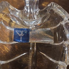 Vintage Zajecar 24% lead crystal leaf-shaped trinket dish made in Yugoslavia