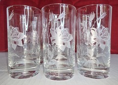 Set of 6 Vintage Libbey Rose Bouquet Glass Tumblers 4 ⅝ In MCM