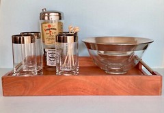Vintage MCM High Ball Glasses with Wide Silver Tone/Platinum? Rim