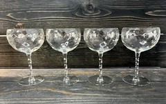 Loop Optic Swirl Stem Balloon Wine Glasses 6 3/4” Tall Set Of 4 Unknown Maker