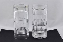 SET OF 2 RALPH LAUREN CRYSTAL GLEN PLAID HIGHBALL GLASSES – MINT