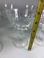 Set of 7 Vintage Crystal Champagne Coupe Sherbet Dessert Glasses Faceted Stemwar