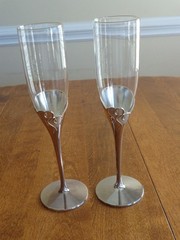 LENOX TRUE LOVE SILVERPLATE CRYSTAL TOASTING CHAMPAGNE FLUTES LOT OF 2