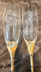 Set of 2 Champagne Flutes Enamel Rose Jewel Romantic Wedding Toasting Glasses