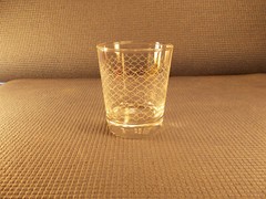 Ikea Crystal Spilltid Pattern White Criss Cross Design 8 oz DOF Tumbler 3 7/8″