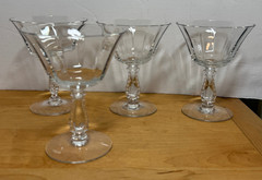 4 FOSTORIA Elegant Glass Silver Flutes Stemmed Champagne Goblets MINT 4 13/16″