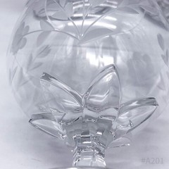 6x Vintage Crystal Glass Cognac Glass with Flower Decor, Cut 60s/70s