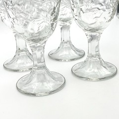 Vintage Princess House Fantasia Wine Glasses Set of 4 Floral Clear Glass 6 3/8”