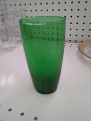 Vintage MCM 1950s -60s Hand Blown Forest Green Tumbler made in Italy