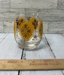 Federal Glass Hi Ball Yellow Brown Gold Drinking Glass Vintage Barware