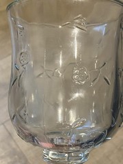 Anchor Hocking Savannah Clear Glass Heavy Water Goblet Embossed Rose Flower