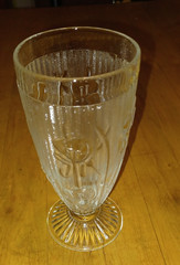 Jeannette Glass IRIS AND HERRINGBONE Crystal Footed Iced Tea Tumbler