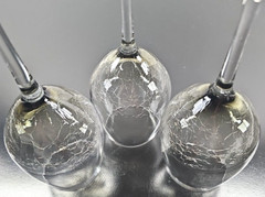 (3) Pier 1 Smoke Crackle White Wine Glasses Set Elegant Clear Drink Stemware Lot