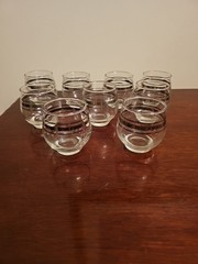 Dorothy Thorpe MCM Roly Poly Cocktail Glasses Set of 11 Glasses Silver Band