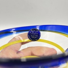 Kosta Boda Martini Margarita Glasses Cobalt Blue Yellow Swirl – Set 2