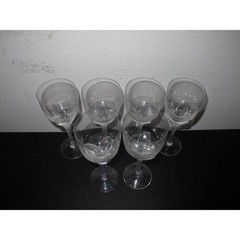 Set (6) Rosenthal Studio Linie Iris Frosted Stem Crystal White Wine Glasses
