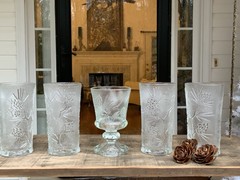 Indiana Glass TIARA Glass PONDEROSA PINE Clear Iced Tea GlassTumblers Set Of 5