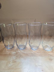 3 Vintage Libbey Blue Swirl 16oz Glasses And 1 Green Swirl