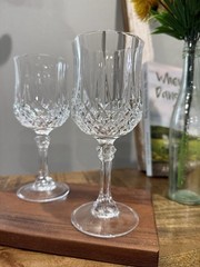 Set of 2 Vintage Cristal D’Arques-Durand Longchamp Crystal Wine Glasses 6.5” H