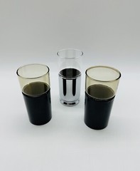 LOT 3 Vintage MCM Henry & Miller Retro Kraftware 10oz Tumblers w Holders Silver