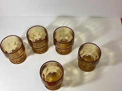 Set of five Georgian juice glasses honeycomb Amber gold￼
