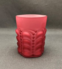 Vintage Fostoria Guttate Reproduction Satin Cranberry Glass Tumbler 3 ¾” Tall