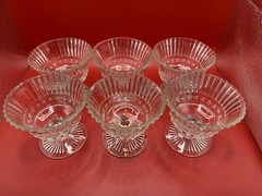 Vintage Set Of 6 Anchor Hocking Stars & Stripes Clear Sherbet Dishes 1940’s
