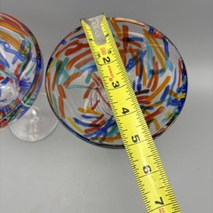 LOT OF 2 PIER 1 IMPORTS Hand Blown Multicolored Millefiori Confettii MARGARITA
