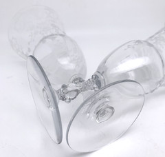 Set of 2 Cambridge Glass Etched Portia Clear Stemmed ICED TEA GOBLETS 7-1/2″H